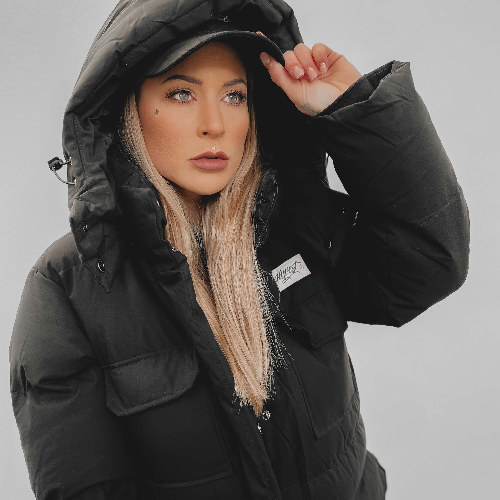 HYVEST Winterparka lang Supreme in Schwarz mit dickem Futter und Kapuze