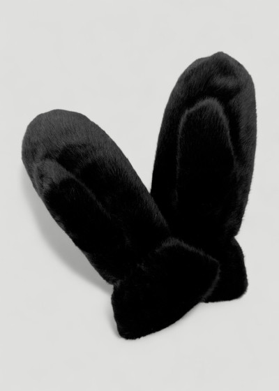 Furry Night Gloves Black