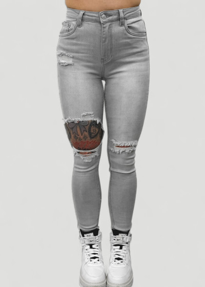 Heavy Ripped Jeans Grey