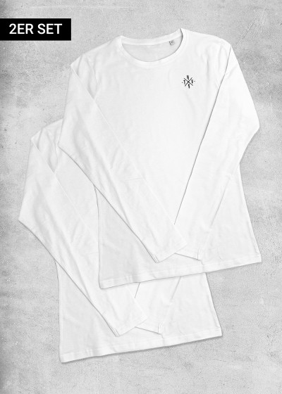 2er Set White Comfy Long Sleeve