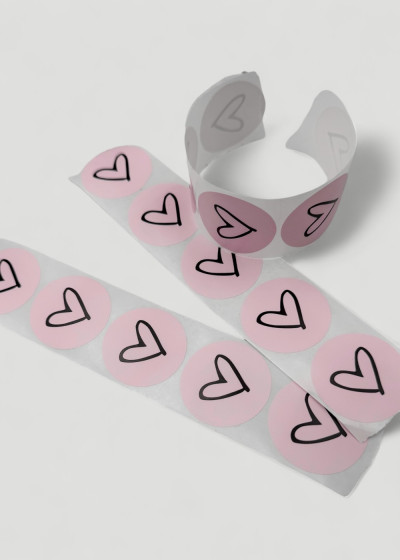 Gift Sticker Heart Rosa Schwarz