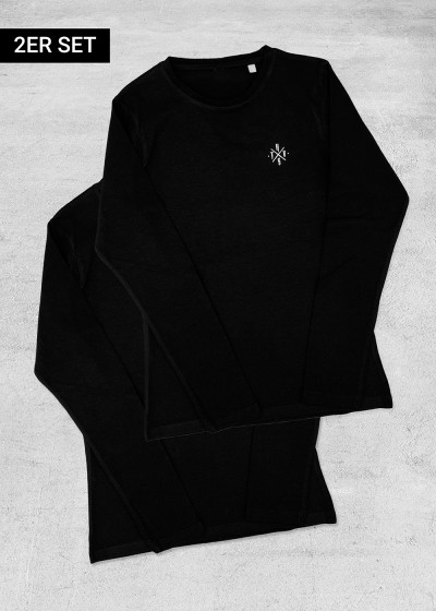 2er Set Black Comfy Long Sleeve