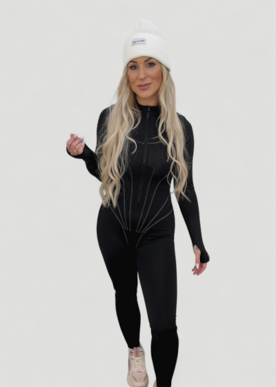 Black Lined Ski Jumpsuit
