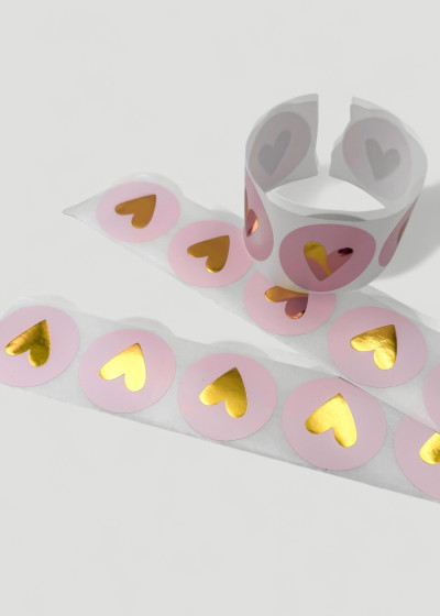 Gift Sticker Heart Metallic Gold