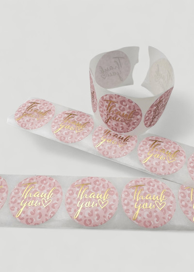 Gift Sticker Thanks Metallic Gold